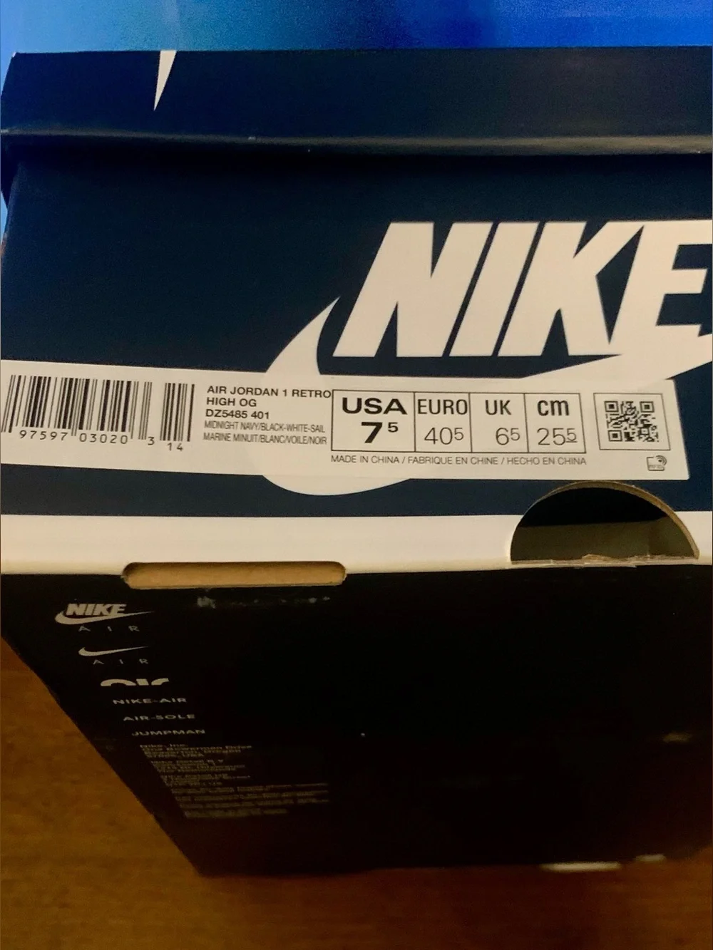 🆕 Nike Air Jordan 1 High OG Navy Black Off White new in box size 7.5 Men
